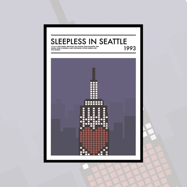 Sleepless in Seattle Inspired Minimalist Print, Alternative Movie Poster, Romantic Print, Classic, 90's Cinema, Wall Art, Movie Gift