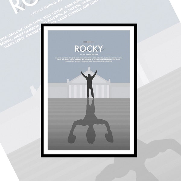 Rocky 1976 Inspired Minimalist Print, Alternative Movie Poster, Rocky Balboa, Apollo Creed, Boxing Movie, Sylvester Stallone, Philadelphia