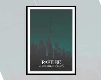 Rapture Bioshock Inspired Minimalist Print, Gaming Print, Andrew Ryan, Big Daddy, Little Sister, Splicers, Plasmids, Gaming Gift Ideas