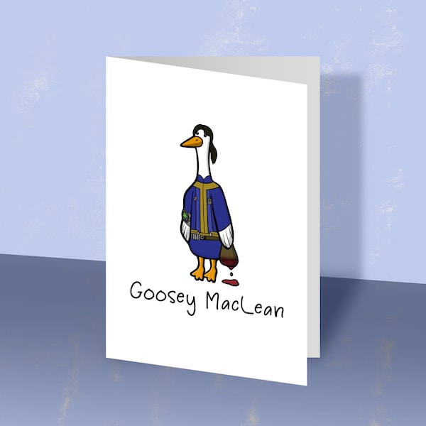 Goosey MacLean | Carte de voeux inspirée de Fallout, carte d'anniversaire, carte-cadeau, cartes rigolotes, Goose, Vault-Tec, Vault Dweller, Okey Dokey