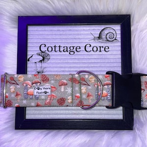 Cottage Core Dog Collar, Mushroom Dog Collar, Mystical Dog Collar