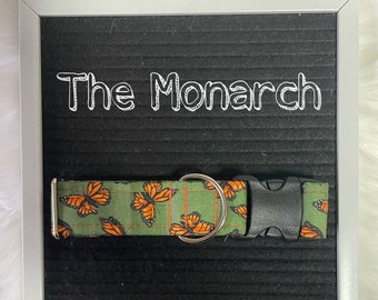 Butterfly Dog Collar, Orange Monarch Print, Handmade