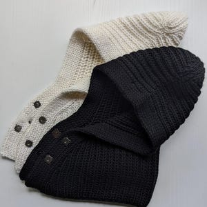 Cagoules exclusives tricotées à la main - Laine mérinos et mohair avec fermetures magnétiques / Accessoire d'hiver fait main / Cadeau de luxe pour elle