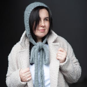 Cozy Woolen Bonnet For Women/ Long Tie-Scarf Balaclava/ Christmas Accessory Gift For Her (size 54-56 cm)