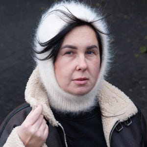 Stay Warm and Stylish with Knit Angora Mask/ Crochet Balaclava For Women/ Winter Hooded Cowl