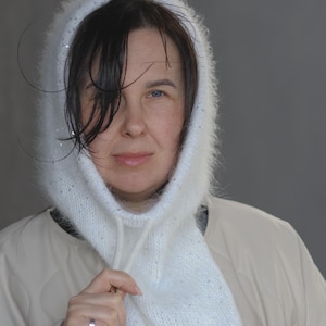 Handmade Mink Down Hood-Scarf Embellished with Sequins/ Birthday Gifts For Her