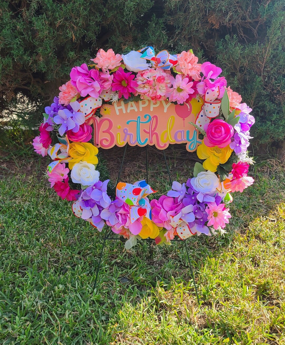 18 Birthday Cemetery Wreath, Happy Birthday Memorial Wreath,gravesite Birthday Decor, Artificial