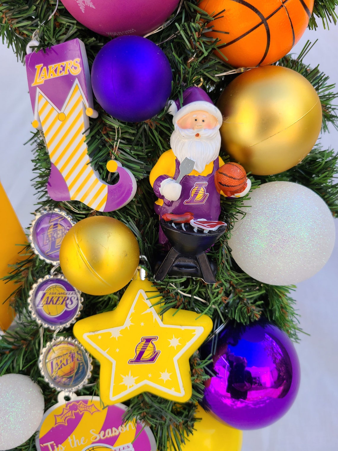 Lakers Inspired Basketball Holiday Wreath With Remote Etsy Israel