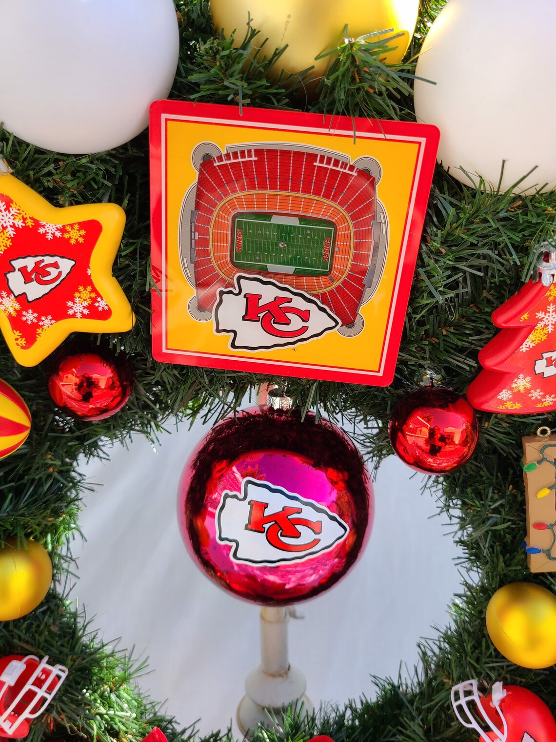 Custom KC Chiefs Inspired Holiday Wreath with remote Etsy