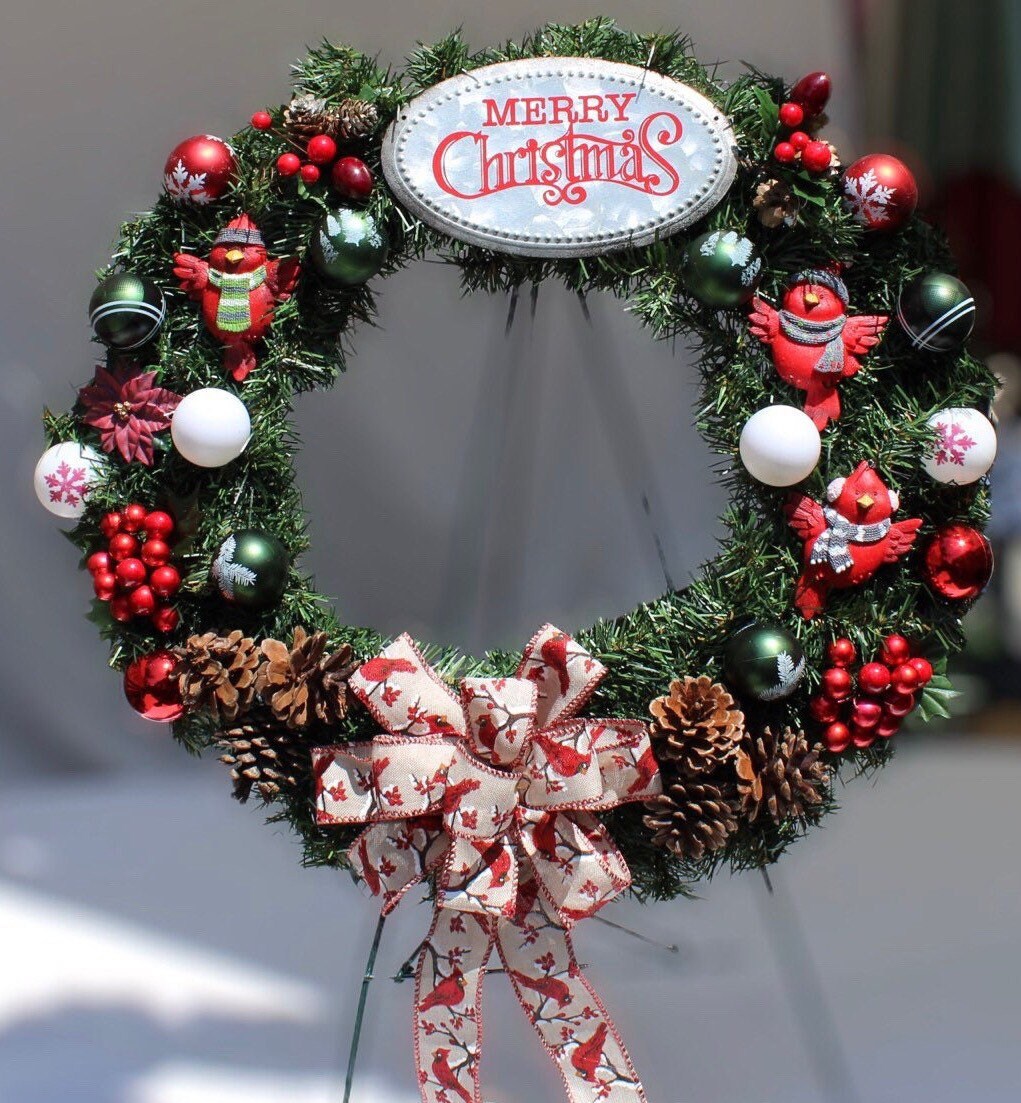 18 Bird Themed Cemetery Christmas Wreath Gravesite Wreath Etsy