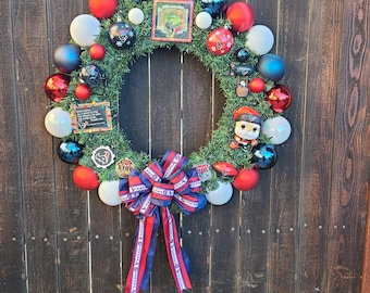 24” Texans Inspired Football Holiday Wreath with LED Lights