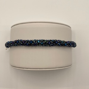 Fire Polished Czech Iris Beads Beaded Flexible Bracelet