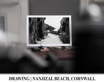 LIMITED EDITION PRINT 1/50 | Landscape Wall Art, Black & White Art, Canvas Art Print, Seascape Pencil Illustration Sketch, Wall Decor Ideas