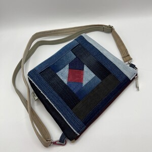 Christmas gift bag, holiday gift for mom, crossbody denim bag, Christmas present for her, handmade bag, jean bag, minimalist bag