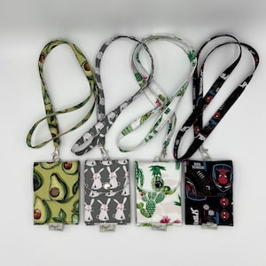 Titular de la tarjeta de identificación de cordón, regalo de billetera de cordón, billetera de tarjeta de tela, llavero de cordón largo, billetera con cordón, regalo de Navidad