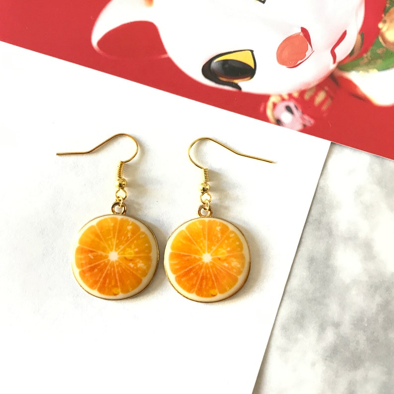 Orange Fruit Earrings Etsy