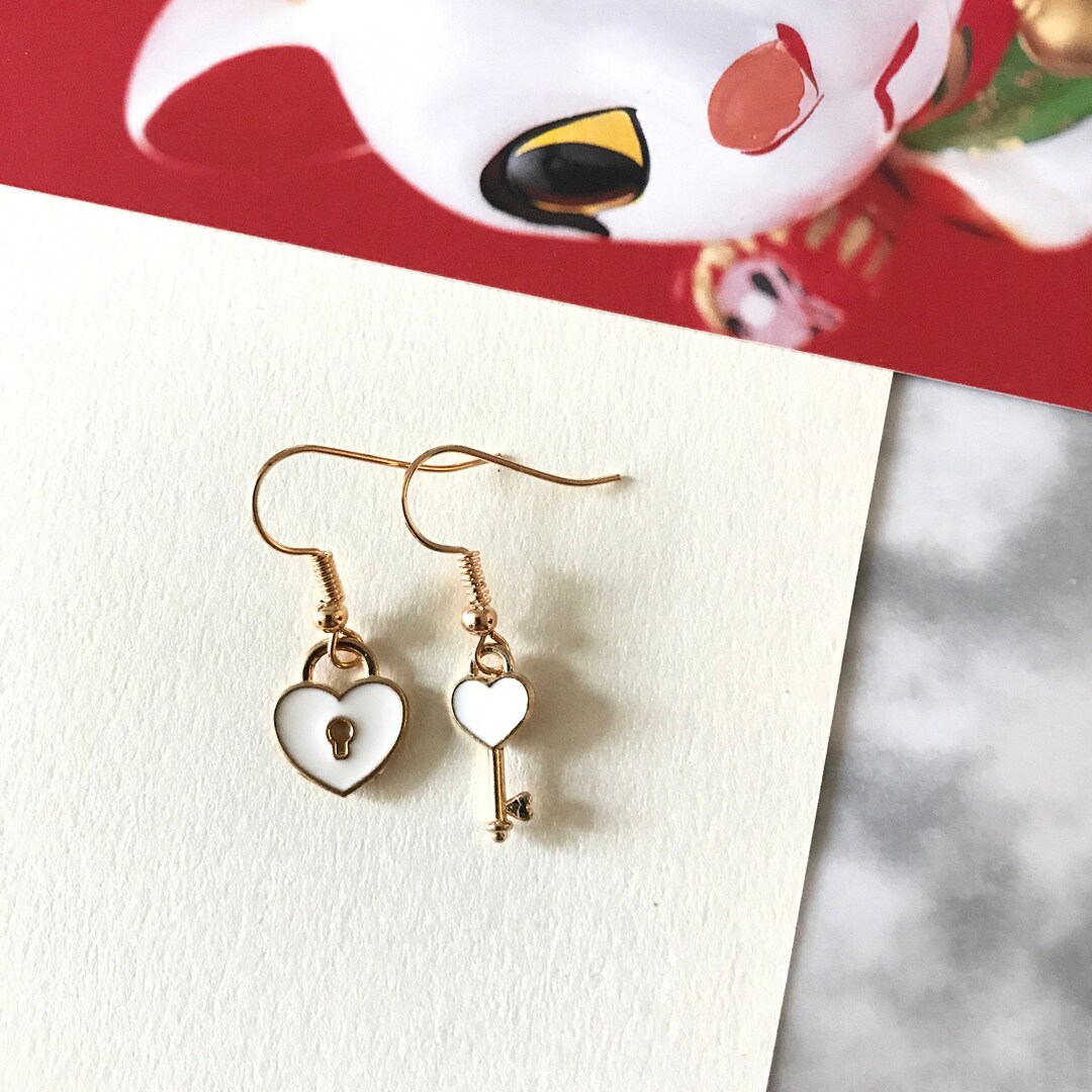 Dainty Lock and Key Earrings Clip on Earrings Etsy