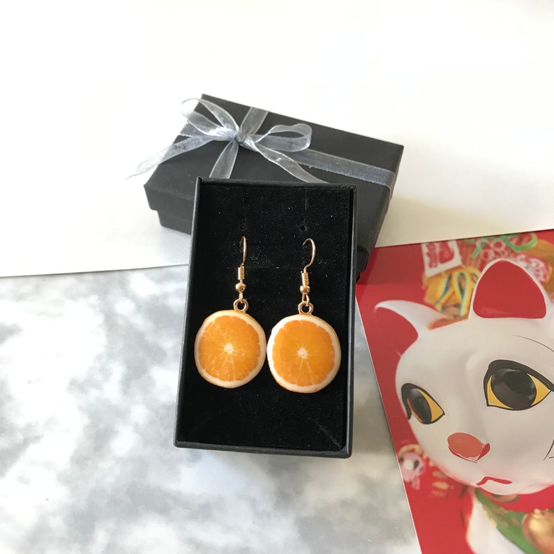 Orange Fruit Earrings Etsy
