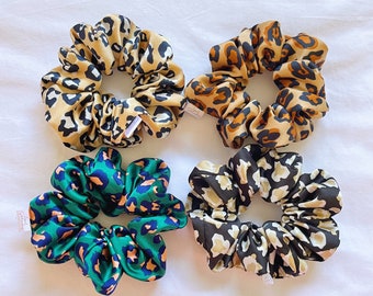 Bold Leopard Satin Scrunchie - 4 Colours