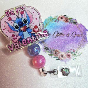 Crazy love badge reel, RN, nurse, cna, pct, doctor, Healthcare badge, acrylic, retractable badge reel, Valentine's Day, love, glitter