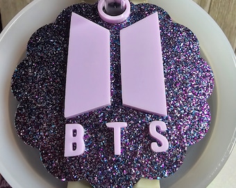BTS Stanley topper for 30oz and 40oz H2.0 tumblers, Quencher Tag, mirrored acrylic topper, Personalized tumbler tag, full lid topper, k-pop