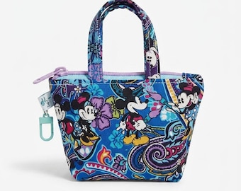 Magical Adventures Mini Pouch | Disney x Vera Bradley Style Mini Tote Bag Charm & Coin Purse – Tiny Zippered Bag for Lip Balm, AirPods, Card