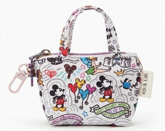Portachiavi mini borsa ispirato a Disney – Stampa con icone dei parchi magici – Perfetto per i fan di Disney World e Disneyland
