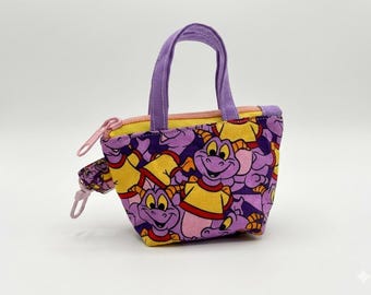 Figment Dragon Micro Tote Keychain Pouch – Tiny Zippered Bag for Lip Balm, AirPods , Cards