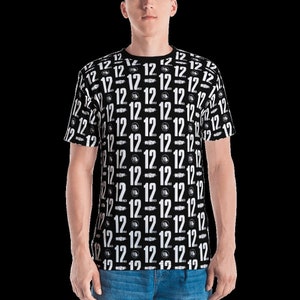 KLF 12 Inch All-Over Print Men&#39;s Crew Neck T-Shirt in Classic Black
