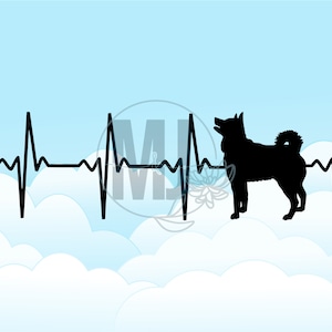 Siberische Husky Heartbeat Heart Beat Digitale SVG, dxf, eps, jpg, png Clip Art downloaden