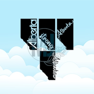 Alberta Provincial Knockouts Silhouette Heritage Day AB ALTA Fuerte Historia del Oeste de Canadá Orgulloso Descarga Digital Clip Art Card Making Dies