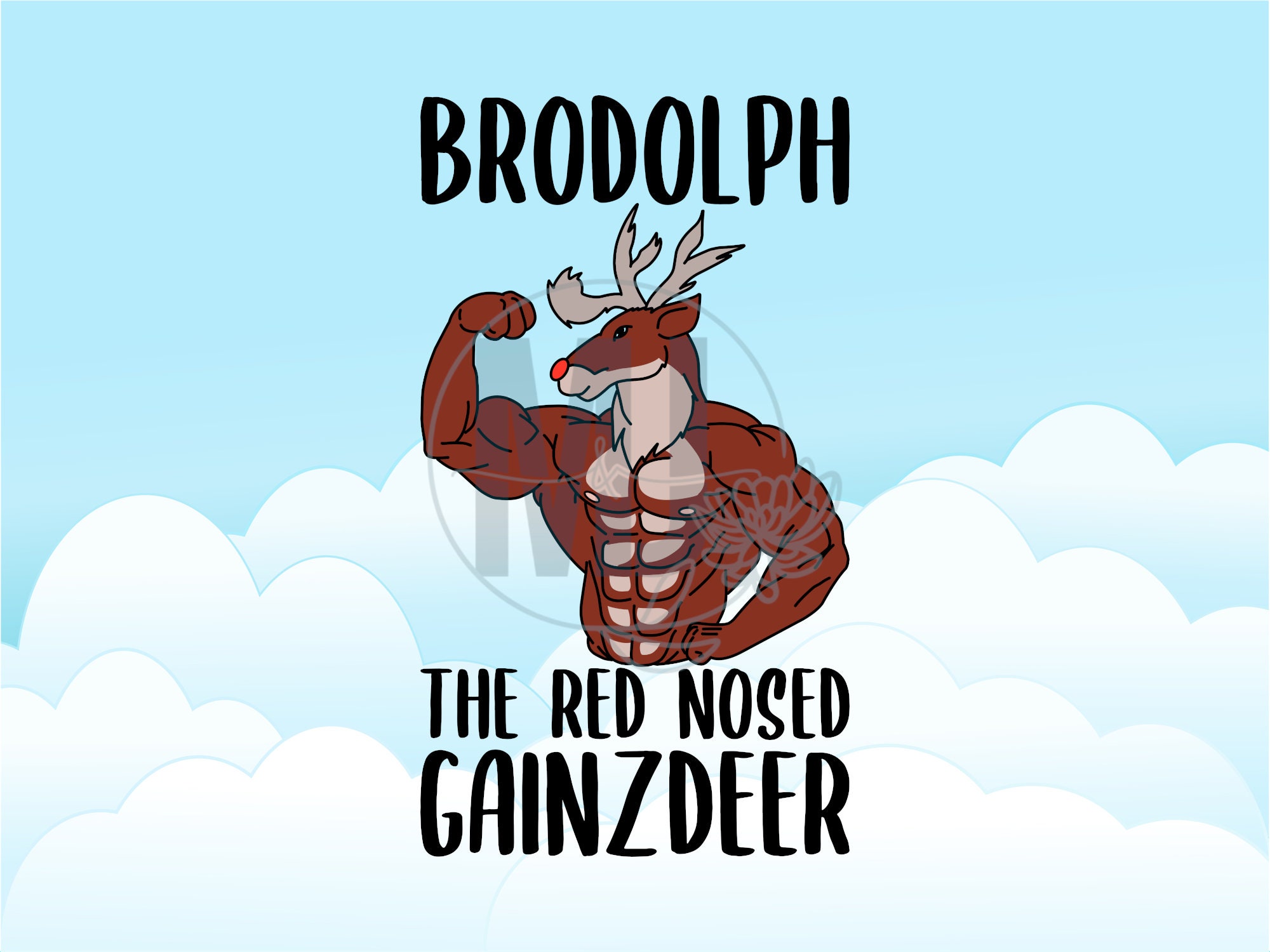 Brodolph The Red Nosed Gainzdeer Christmas Xmas Holiday Reindeer Rudolph Funny Athletic Gym Wear Digital SVG, dxf, eps, jpg, png, pdf