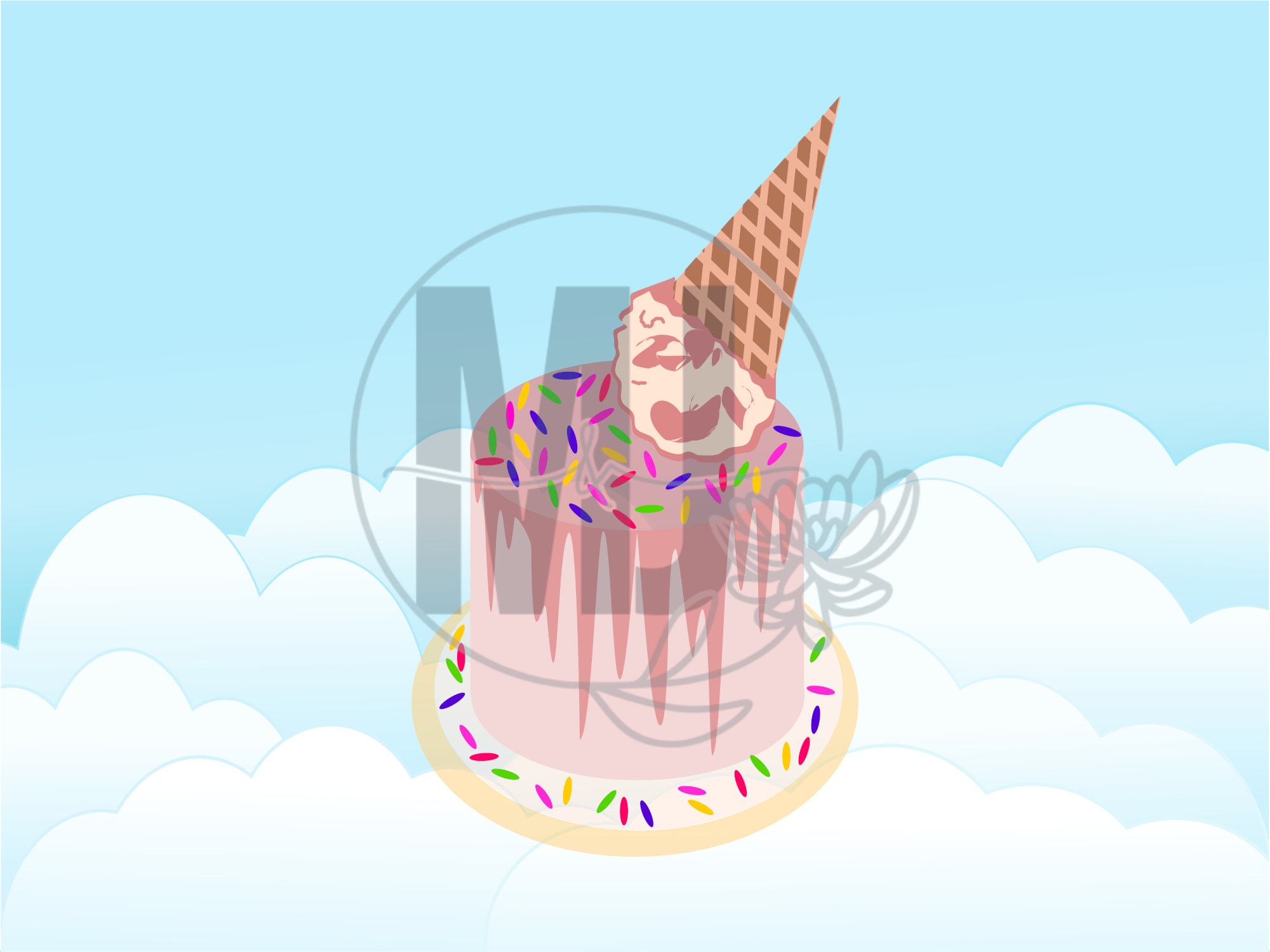 Birthday Cake with Ice cream Digital Download Clip Art SVG png eps dxf jpeg