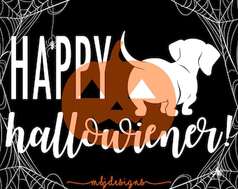 Happy Hallowiener Spooky Season Halloween Spider Witch Ghost Pumpkin Jack O Lantern Digital Download SVG, dxf, eps, jpg, png, pdf Clip Art