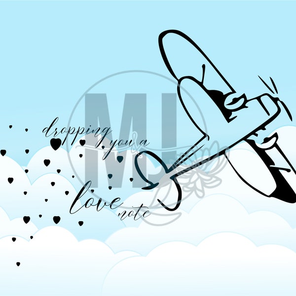 Cropduster Pilot Valentine Plane Drop Love Note VDay Valentines Crop Duster Aviation Svg Png Jpeg Dxf Eps Digital Download Cut File