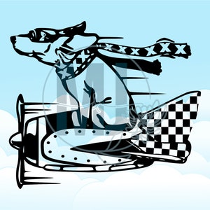 Flying Dog Pilot Aviation Avião Digital Download Cut File Svg Dxf Jpg Pdf Eps