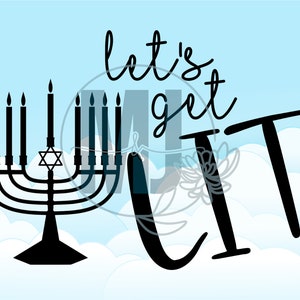 Allons-y Menorah Hanoucca Hanoucca Hannukah vacances hébreu numérique SVG, dxf, eps, jpg, png, pdf Télécharger des matrices de fabrication de cartes Clip Art