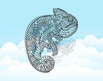 Chameleon Mandala SVG cut file svg, dxf, eps, jpg, png **personal use**