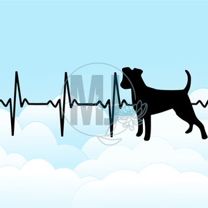 Jack Russell Terriër hartslag hartslag digitale SVG, dxf, eps, jpg, png illustraties downloaden