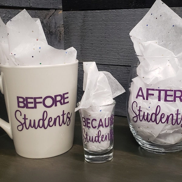 Teacher Cup Set | Before Students | After Students | Because Students | Principle | School |Teacher GIft
