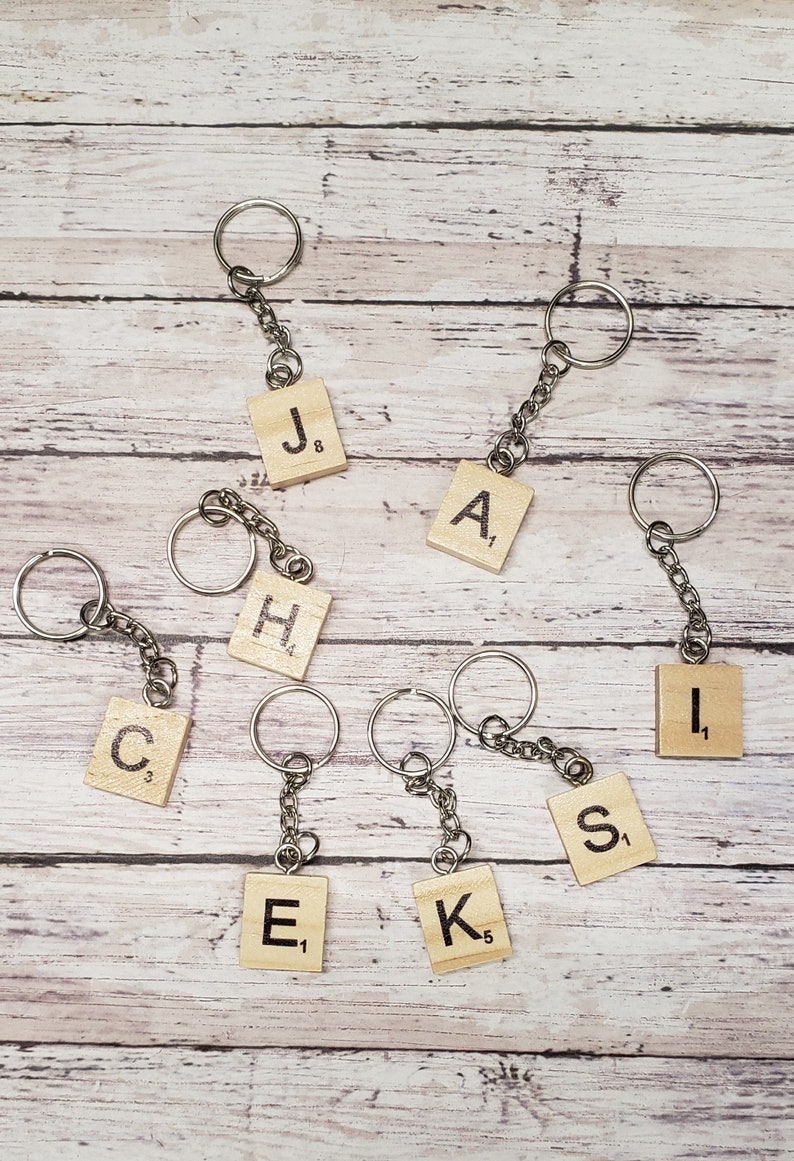 Letter Keychain Initial Keychain Wood Letter Keychain image 1