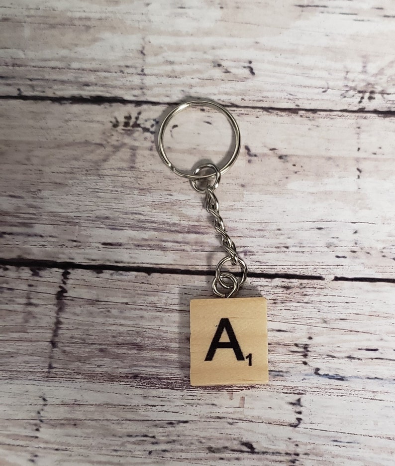Letter Keychain Initial Keychain Wood Letter Keychain image 2