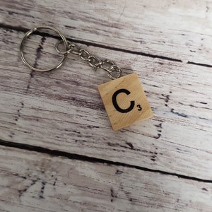 Letter Keychain Initial Keychain Wood Letter Keychain image 3
