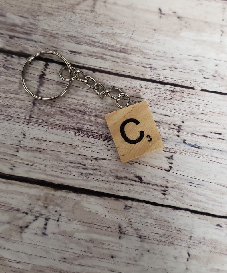 Letter Keychain Initial Keychain Wood Letter Keychain image 3
