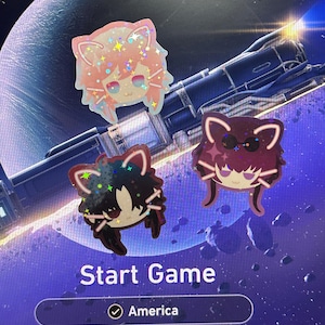 Honkai Star Rail Holographic Kitty Chibi Stickers
