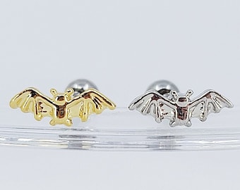 16G*6mm(L)* Tiny Bat cartilage piercing/Color: Silver or Gold/ Various Post Bar externally thread and 20G is available