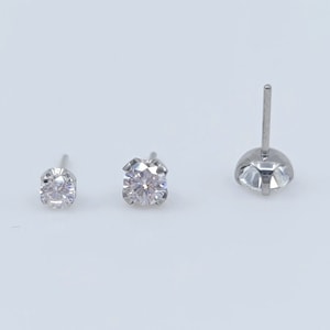 Prong CZ THREADLESS Push In/Surgical Steel (Nickel Free) /Prong Setting size: 2, 2.5, 3 mm / Push In Top Only