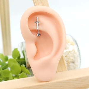 16G* Dagger ROOK cartilage piercing/ Top Design Size: 13.4 mm / Curved Piercing/6 mm or 8 mm length available