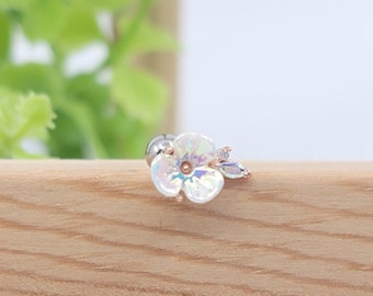 16G* Cute Cherry Blossom Flower Rose Gold/ Flower Size: 6mm /various post bar externally thread/ 20G available