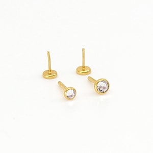 Gold Threadless CZ Stud: 20G Surgical Steel Piercing (Single)